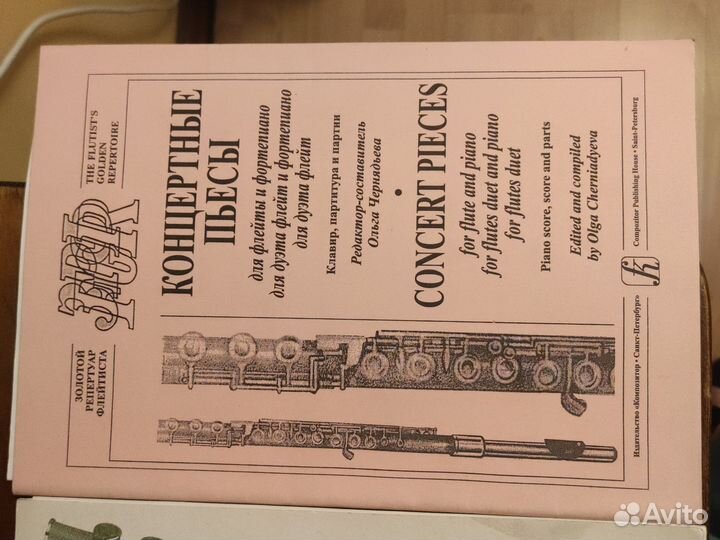 Музыкальные книги с пианино и с флейтой