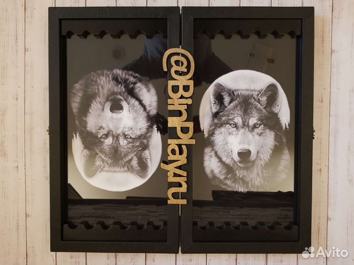 Нарды со стеклом Волк