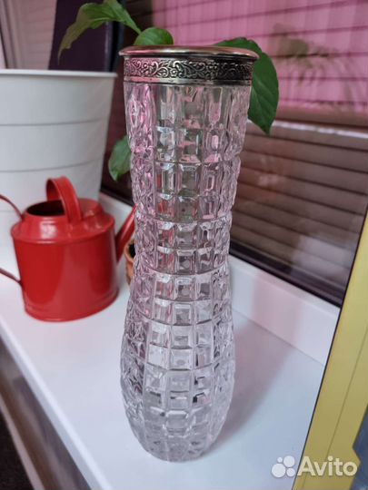 Ваза хрустальная с мельхиором