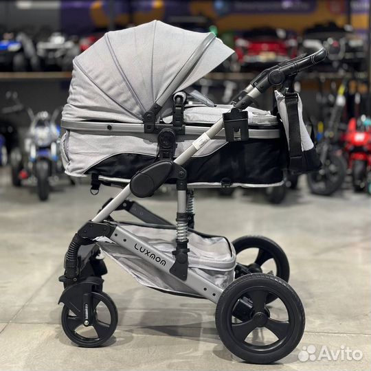 Коляска 3 в 1. Люкс мом 558. Серый
