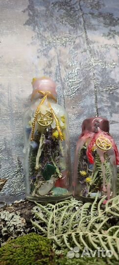 Ведьмина бутылочка с папоротником на удачу