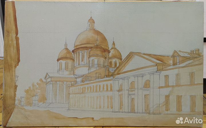 Картина (начатая) холст