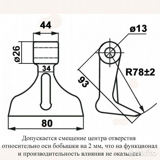 Молоток косилки 0,41 для FL-125, Н22, EF, bcrl