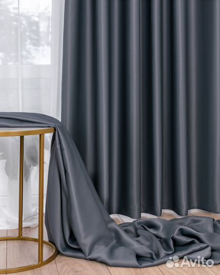 Шторы блэкаут амадео серый новые пошив