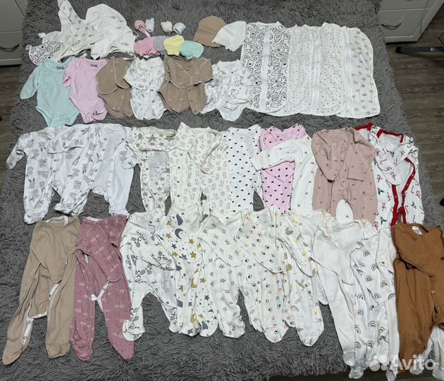 Пакет вещей для новорожденных девочек 50-56-62-68