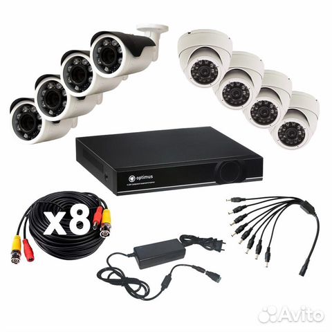 Комплект 4 улчных камер видео + регистратор на 8