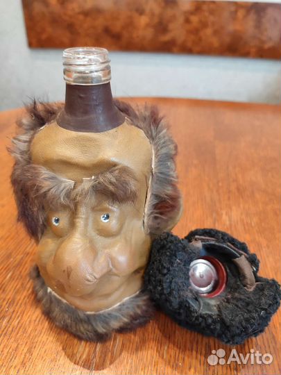 Бутылка подарок кожа мех ручная работа