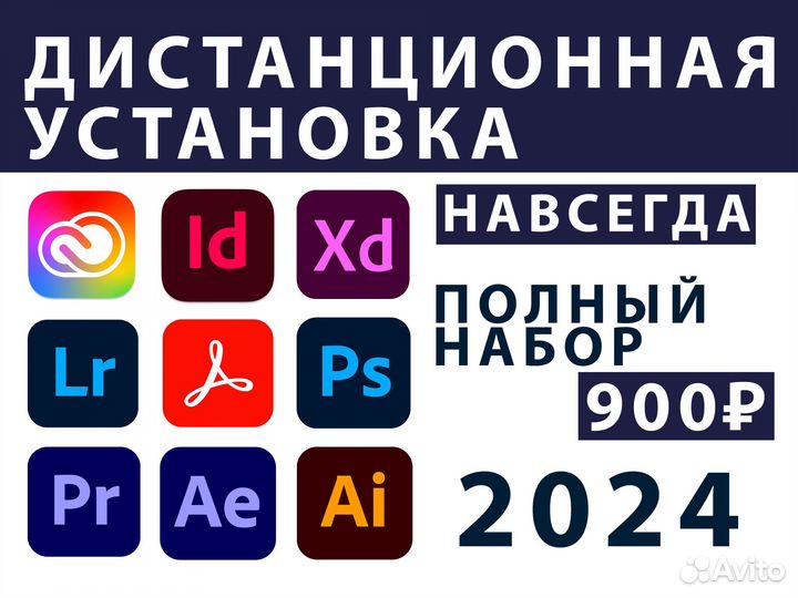 Установка программ Adobe Creative Cloud 2024 удалё