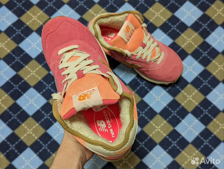 New Balance 574 Утеплённые (Pink Coral)