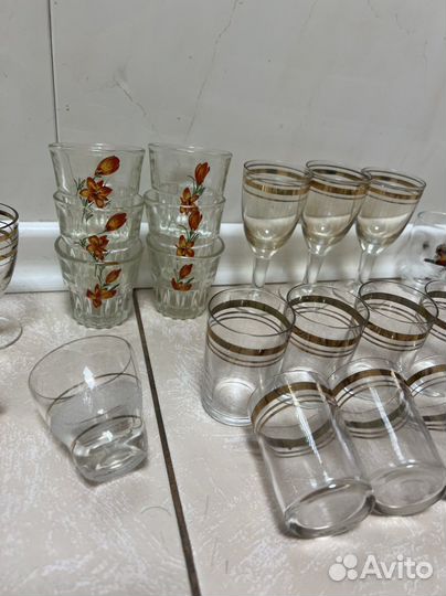 Рюмки, стопки, фужеры, бокалы с позолотой