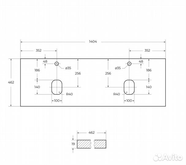 Столешница BelBagno ek-140-2-bo