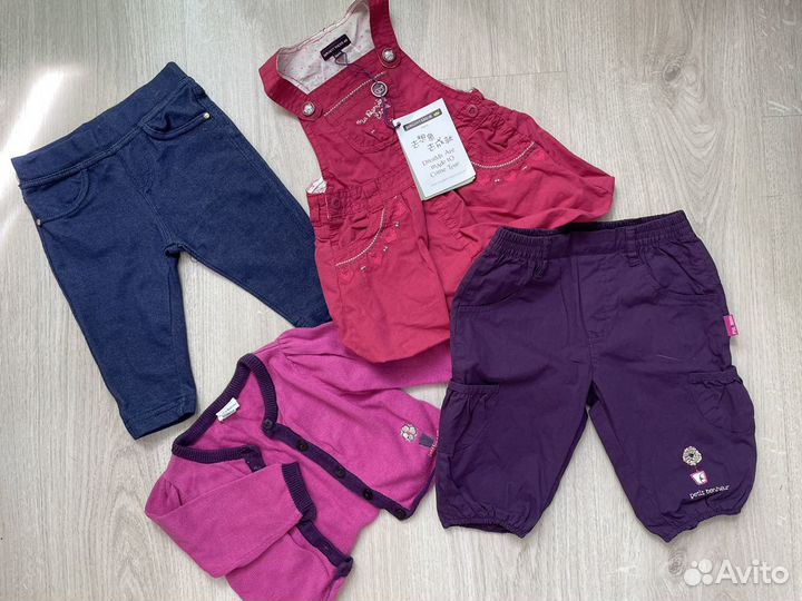 Вещи на девочку пакетом 0–3-6 месяцев 56 62 68 см