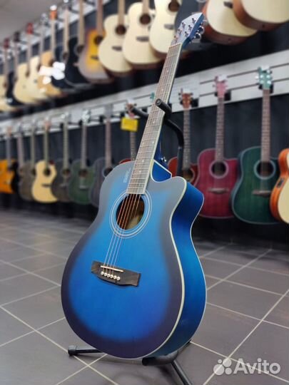 Акустическая гитара Синяя Новая матовая