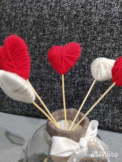 Ваза с сердечками ручной работы