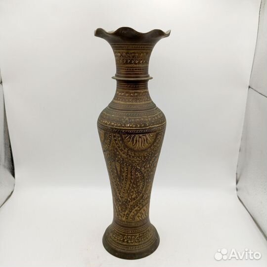 Ваза Для Цветов Латунь Индия Резьба Узоры Винтаж