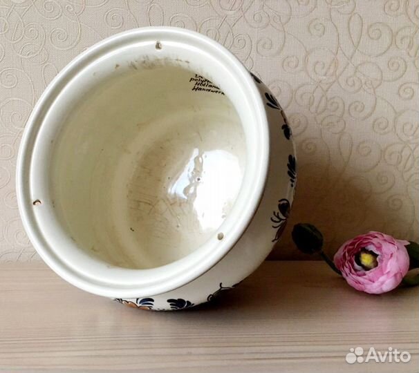 Фарфоровое подвесное кашпо. Дельфт полихром 14см