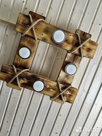 Люстра лофт из дерева