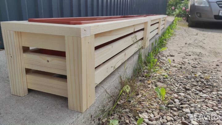 Деревянная клумба, ящик для цветов, кашпо