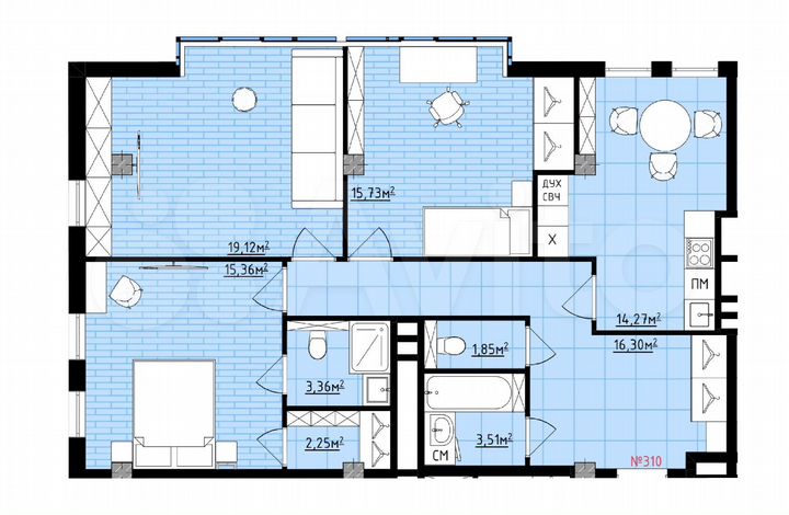 3-к. квартира, 91,8 м², 14/14 эт.