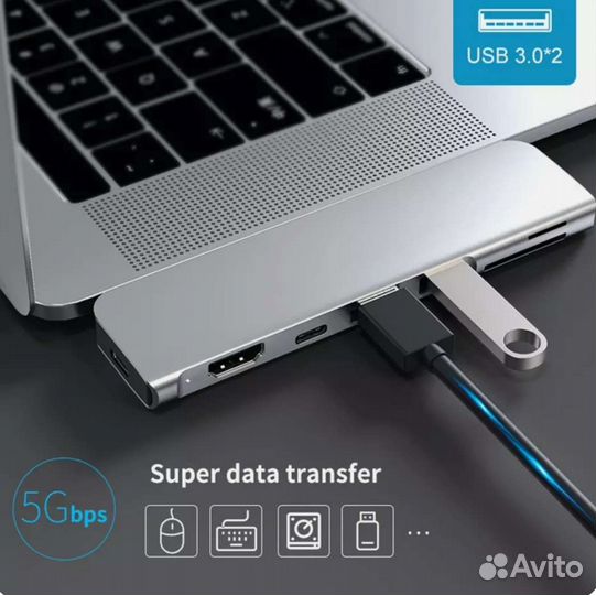 USB хаб для MacBook Pro/Air с hdmi новый