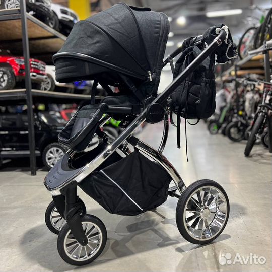 Коляска модульная Luxmom 770 2 в 1, черный цвет