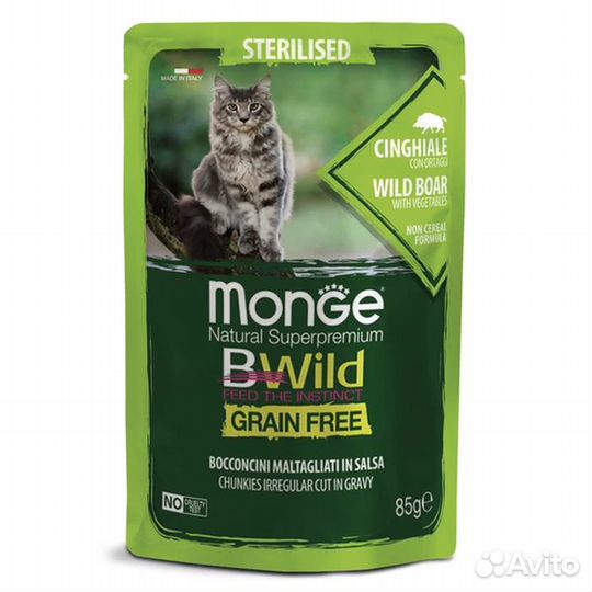 Пауч Monge Cat BWild для кошек из мяса кабана