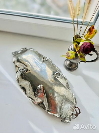 Ваза блюдо олово серебрение Италия винтаж