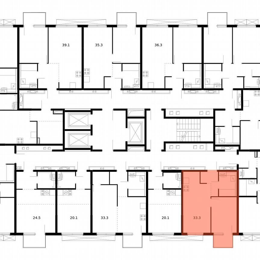 1-к. квартира, 33,3 м², 4/24 эт.