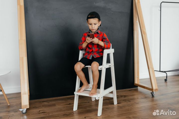 Растущий стул детский из натурального дерева