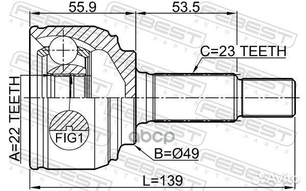 Шрус наружный 22X49X23 0210K12E Febest