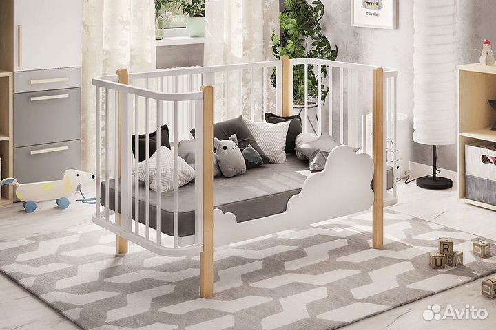 Детская кроватка с продольным маятником