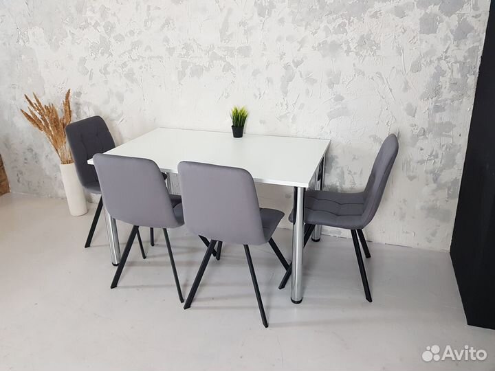 Письменный стол Белый 140*80 см. с Хром ножками