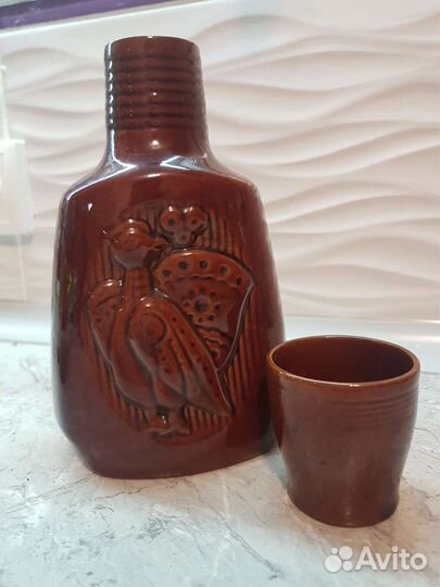 Керамический кувшин СССР с чаркой