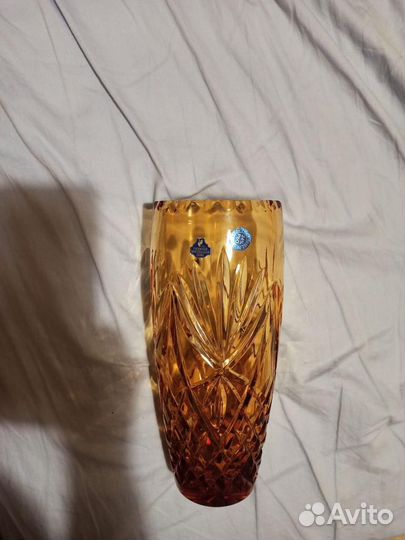 Ваза Гусь Хрустальный Янтарь