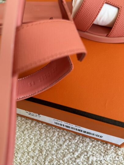 В наличии Hermes Oran 36-41 Шлепанцы персиковые