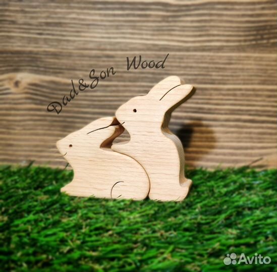Деревянные фигурки. Зайчики