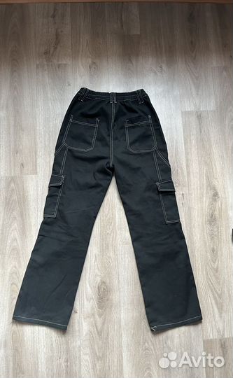 Джинсы карго с контрастной строчкой