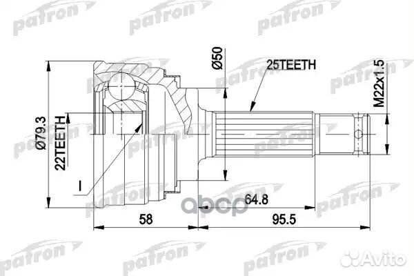 Шрус наружн к-кт 25x50x22 mitsubishi: colt 78-0