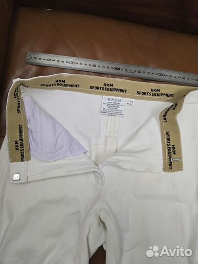 Бриджи белые конные с полной леей L