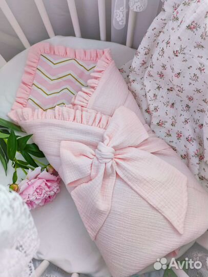 Конверт на выписку из муслина летний новый