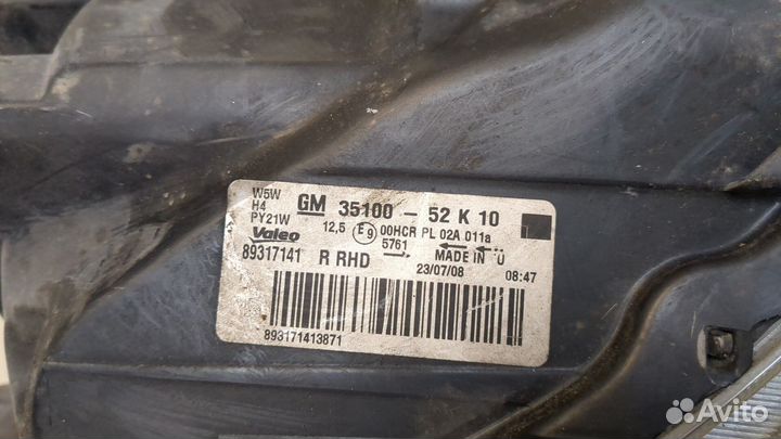 Фара (передняя) правая Opel Agila