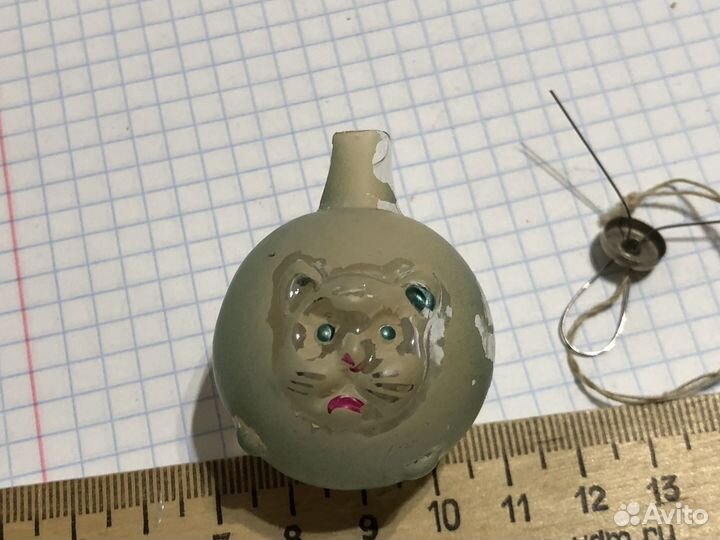 Новогодняя елочная игрушка Шар-котик,рельефный вре