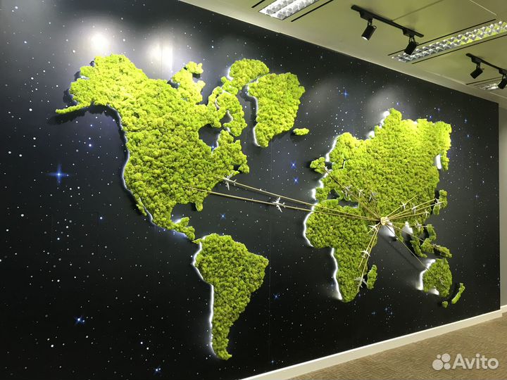 Часы из мха с подсветкой