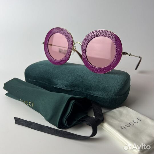 Gucci fuchsia gold pink Очки солнечные оригинал