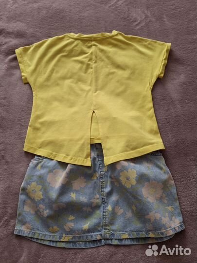 Летняя одежда для девочки юбка и футболка 116 122