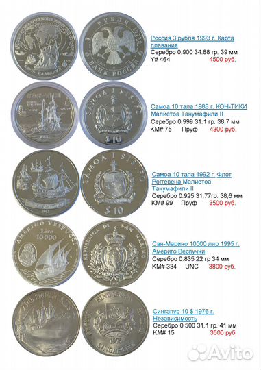 Монеты с кораблями