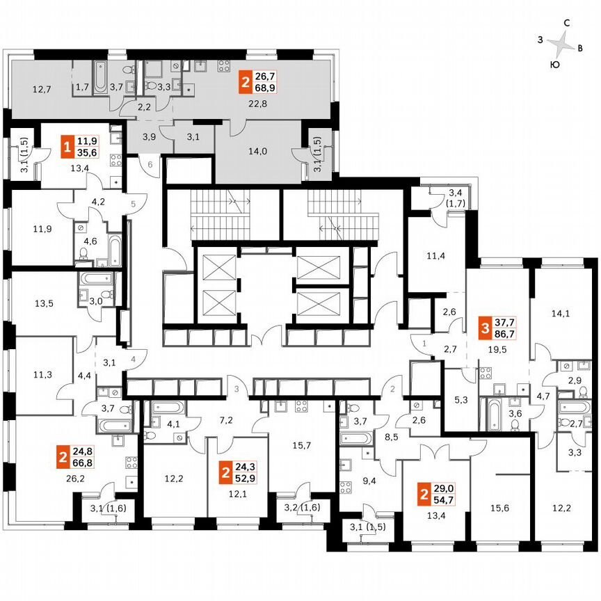 2-к. квартира, 69,6 м², 28/46 эт.