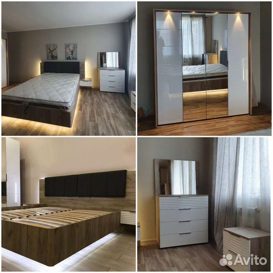 Парящая кровать и две тумбы