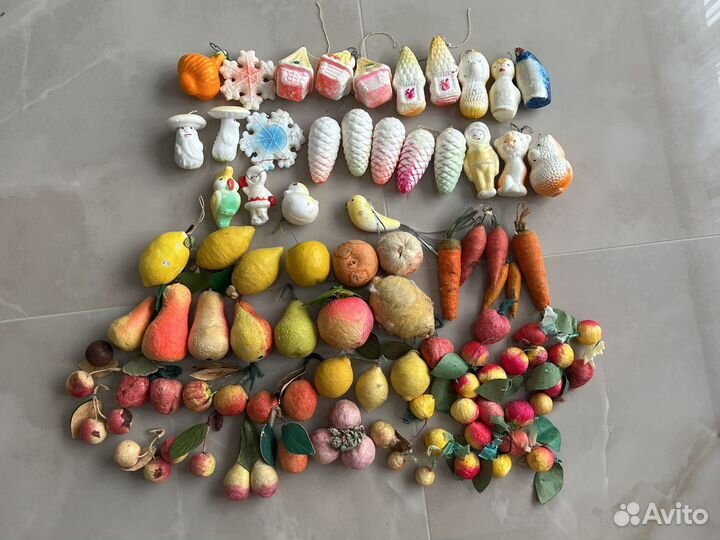 Елочные игрушки СССР пенопласт, вата