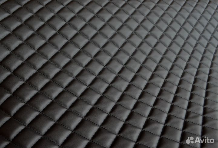 Экокожа стеганая черная черный стандартный ромб